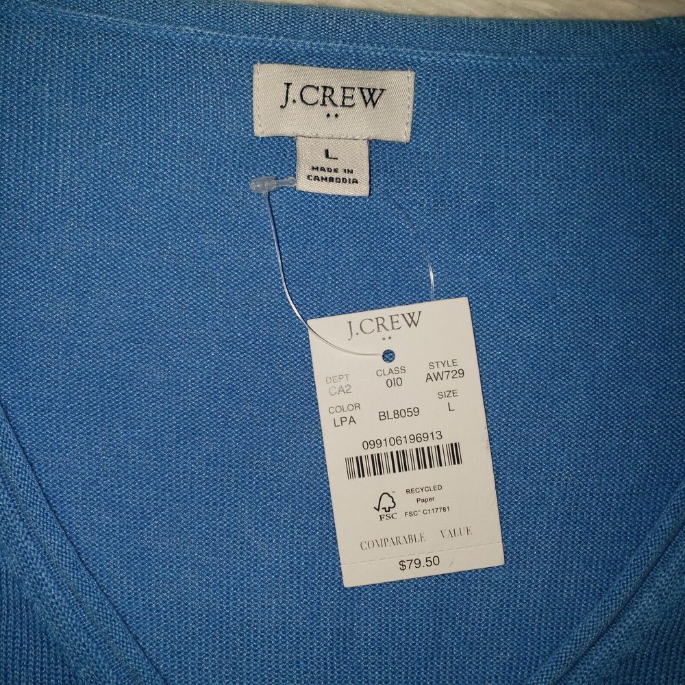 NWT J. Crew Factory Sz L Women's V-Neck Sweater Linen Blend Long Sleeve Pullover - Picture 7 of 10